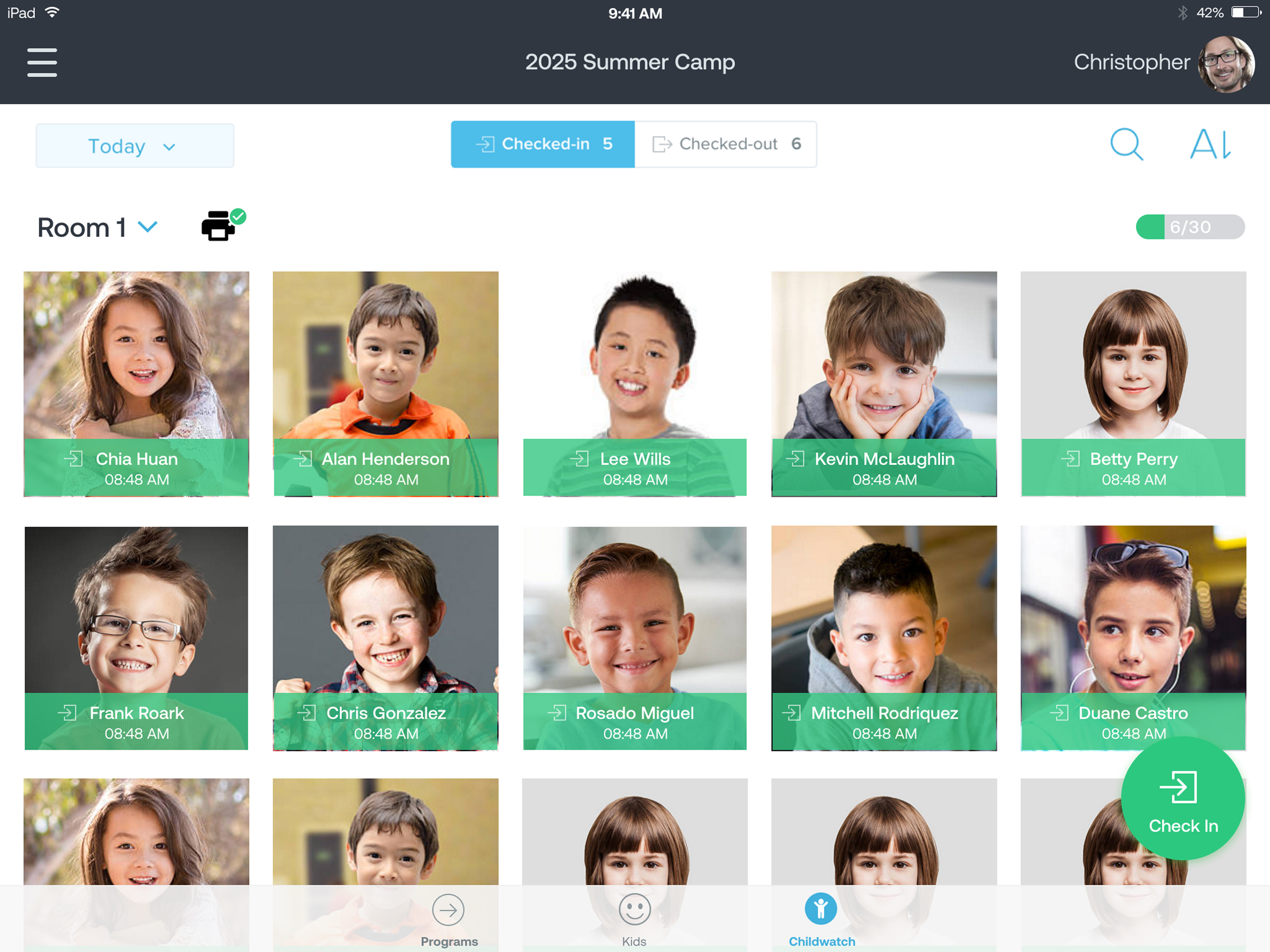 screenshot of Camp & Class Manager